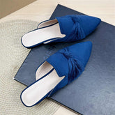 Bow Toe Korean Style Simple Pointed Flat Lazy Half Slippers
